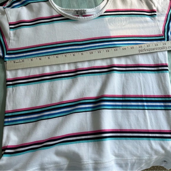 Talbots Striped red white & blue textured  top Sz L - Picture 3 of 6